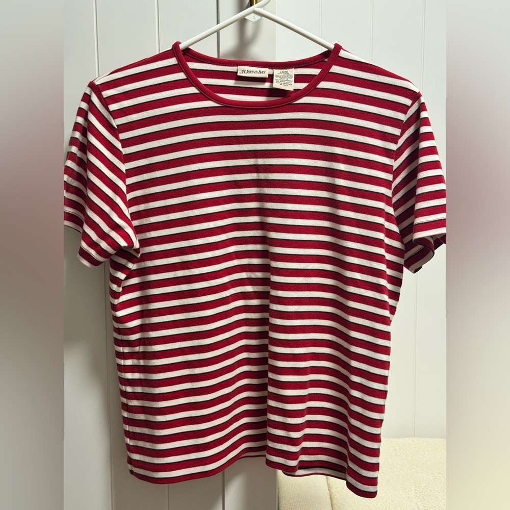 St. John's Bay Red and White Striped Tee